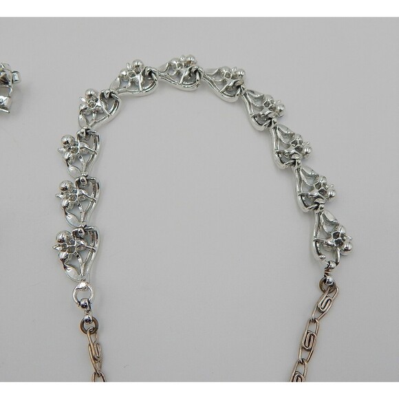 Lisner Aurora Borealis Rhinestones Necklace SilverTone Choker Clip On Earrings - Picture 5 of 10